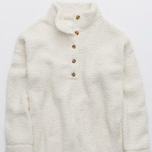 Aerie Cloud Sherpa Oversized Button Pullover